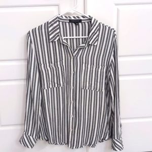 Sanctuary Black and White Striped Button Down Shirt